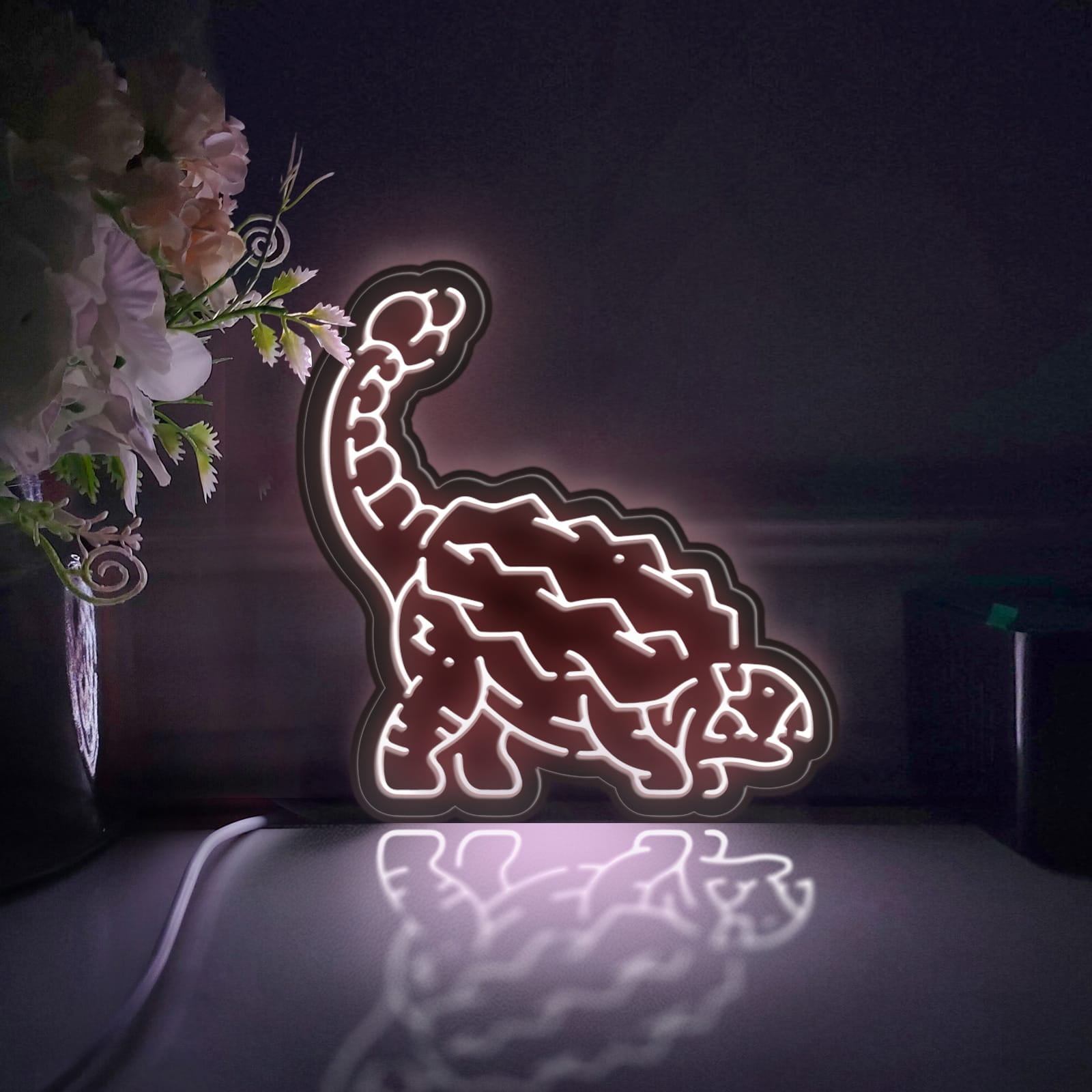 Dinosaur Led Light Box, Dimmable Neon-Like Light Signs USB Power for Wall Decor Bedroom Decoration, Static Light (WxH) 6"x6"
