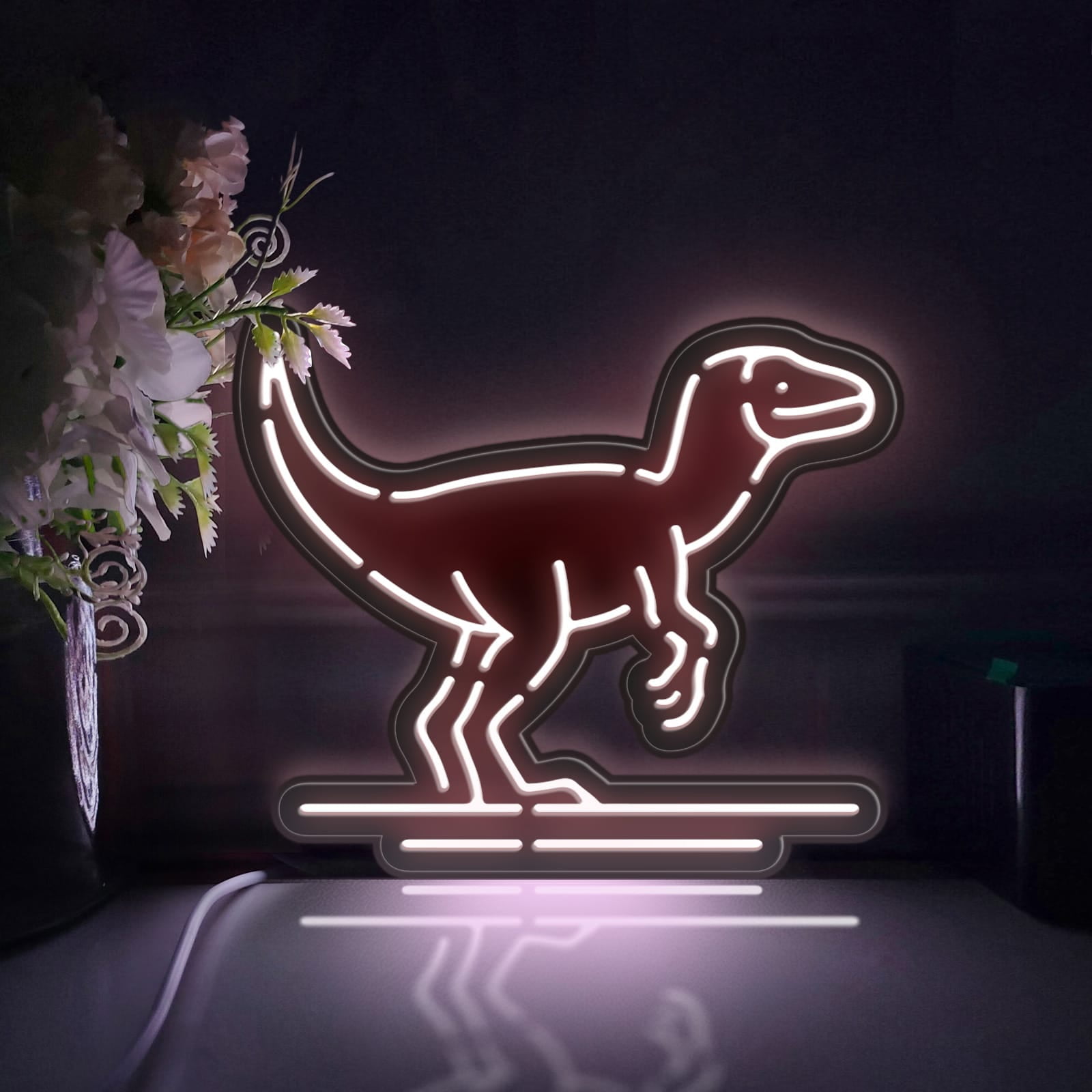 Dinosaur Led Light Box, Dimmable Neon-Like Light Signs USB Power for Wall Decor Bedroom Decoration, Static Light (WxH) 8"x7"