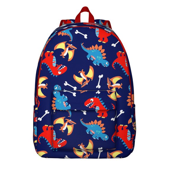 Dinosaur Lover’s Backpack for Teens, Funny and Cute Dino Pattern College Bookbag with Reinforced Straps and Double Zippers