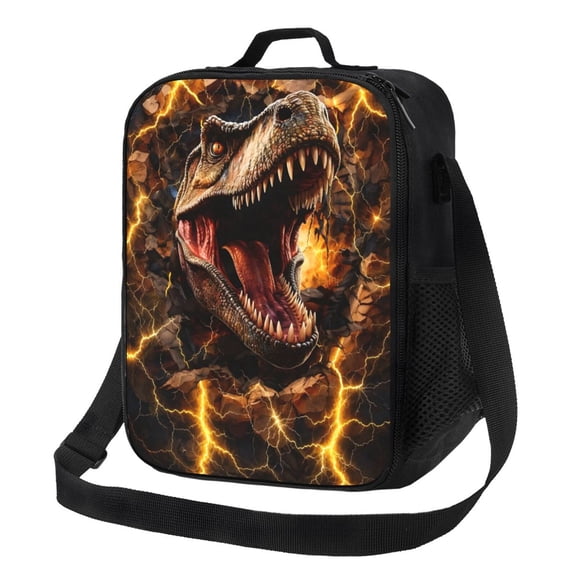 Dinosaur Lunch Bag Insulated Thermal Box with Shoulder Strap & Handle for Work and Picnic