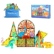 Magnetic Tiles for Kids Dinosaur Toys Building Blocks Dino World Magnetiles Toddler Toys STEM Learning Toy for Boys Girls