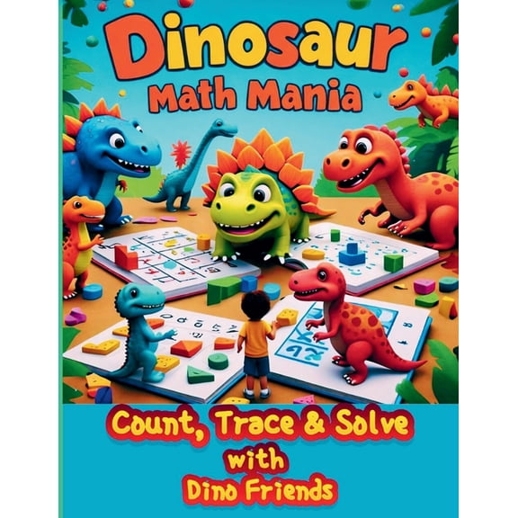 Dinosaur Math Mania: Count, Trace & Solve with Dino Friends, (Paperback)