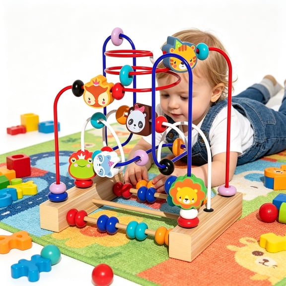 Dinosaur Maze Bead Toy Educational Logic Game Montessori Learning Toy Cognitive Development Puzzle Bead Coordination Hand Eye Training Early Education Brain Skill Activity Toy Kids Gift