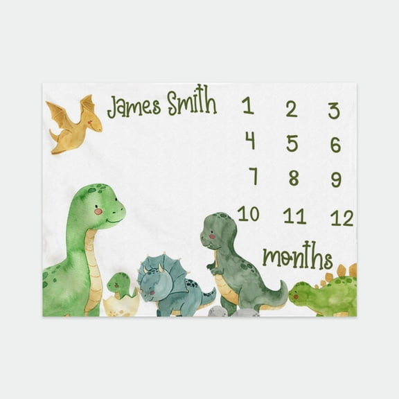 Dinosaur Milestone Blanket, Dino Baby Milestone Blanket, 50x60in Fleece Blanket