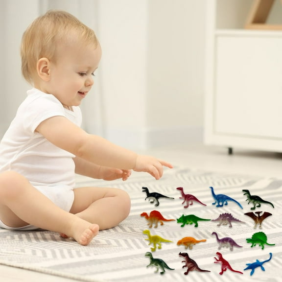 Dinosaur Model Toy, Mini Simulation Dinosaur, Kids Play Toy, Multicolor 16Pcs Plastic Dinosaur Assortment, 2-4 Inch Educational Animal Figure Set, Party Favor Bag Fillers Gift for Toddlers Children