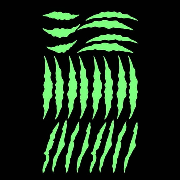 Dinosaur Monster Claws Scratch Vinyl Decal Sticker Luminescent Neon Glow Lime Green Industrial Grade USA-Made Wall Bumper Window Kid Room 15" inch Large sheet