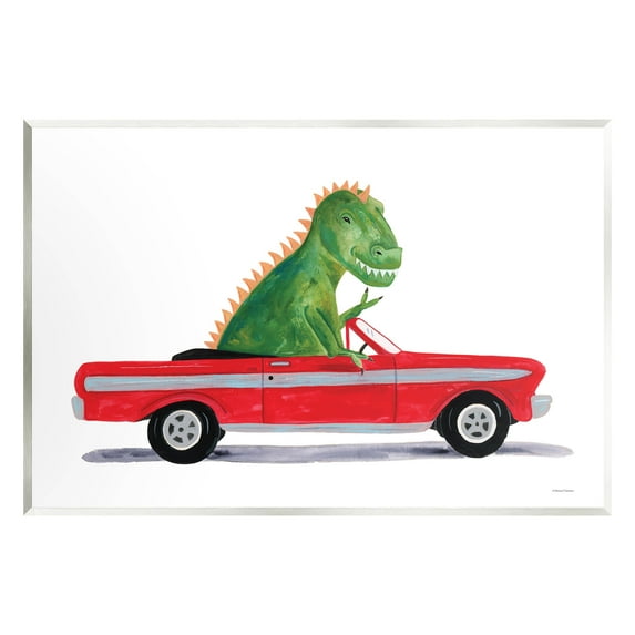 Dinosaur Monster Sports Car Fairy Tales & Fantasy Graphic Art Unframed Art Print Wall Art