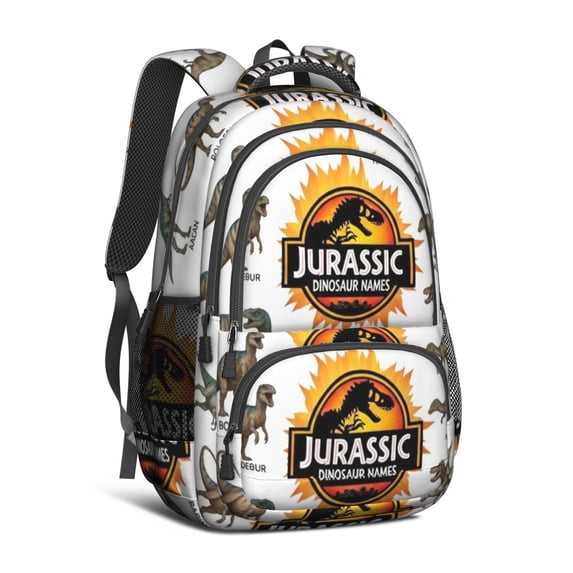 Dinosaur Names Chart Pattern Cute School Backpack Bag with Padded Back and Adjustable Shoulder Straps 16.9 X 12.6 X 5.9 Inches