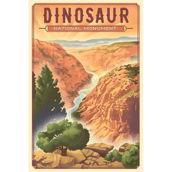 Dinosaur National Monument, Colorado, Lithograph (36x54 Giclee Gallery Art Print, Vivid Textured Wall Decor)
