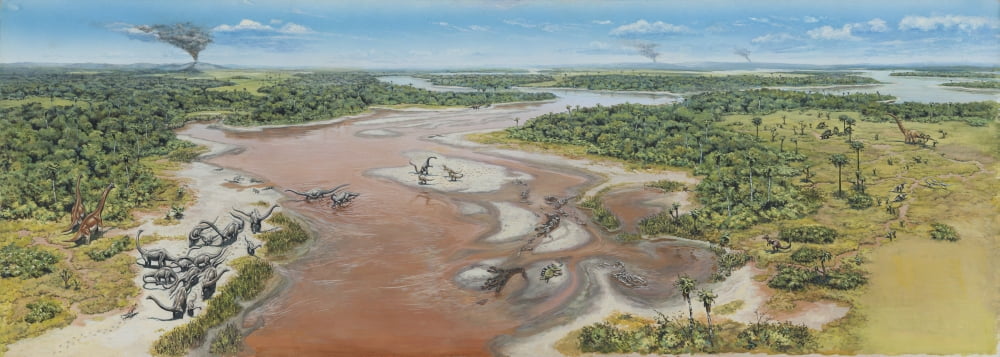 Dinosaur National Monument Panorama Late Jurassic of North America Canvas Art - Mark HallettStocktrek Images (24 x 9)