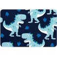 Dinosaur Navy Blue Bath Rugs Absorbent Non Slip Door Mats Soft Carpet