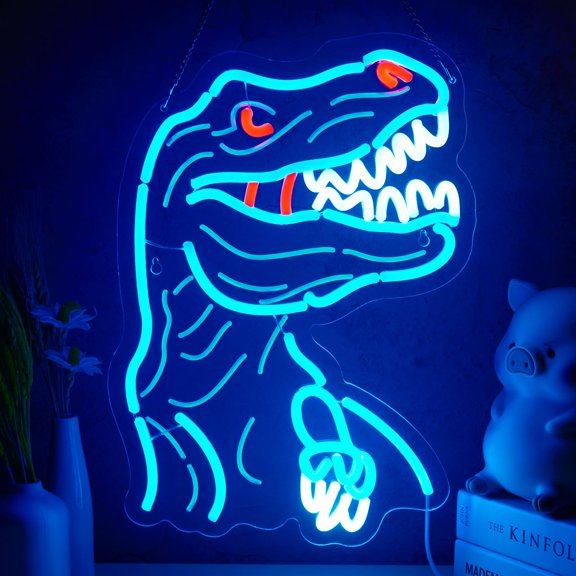 Dinosaur Neon Sign T-REX Neon Sign for Wall Decor Dino USB Dimmable Neon Light Sign for Boys Girls Room Gameroom Holiday Birthday Christmas Gift Y101