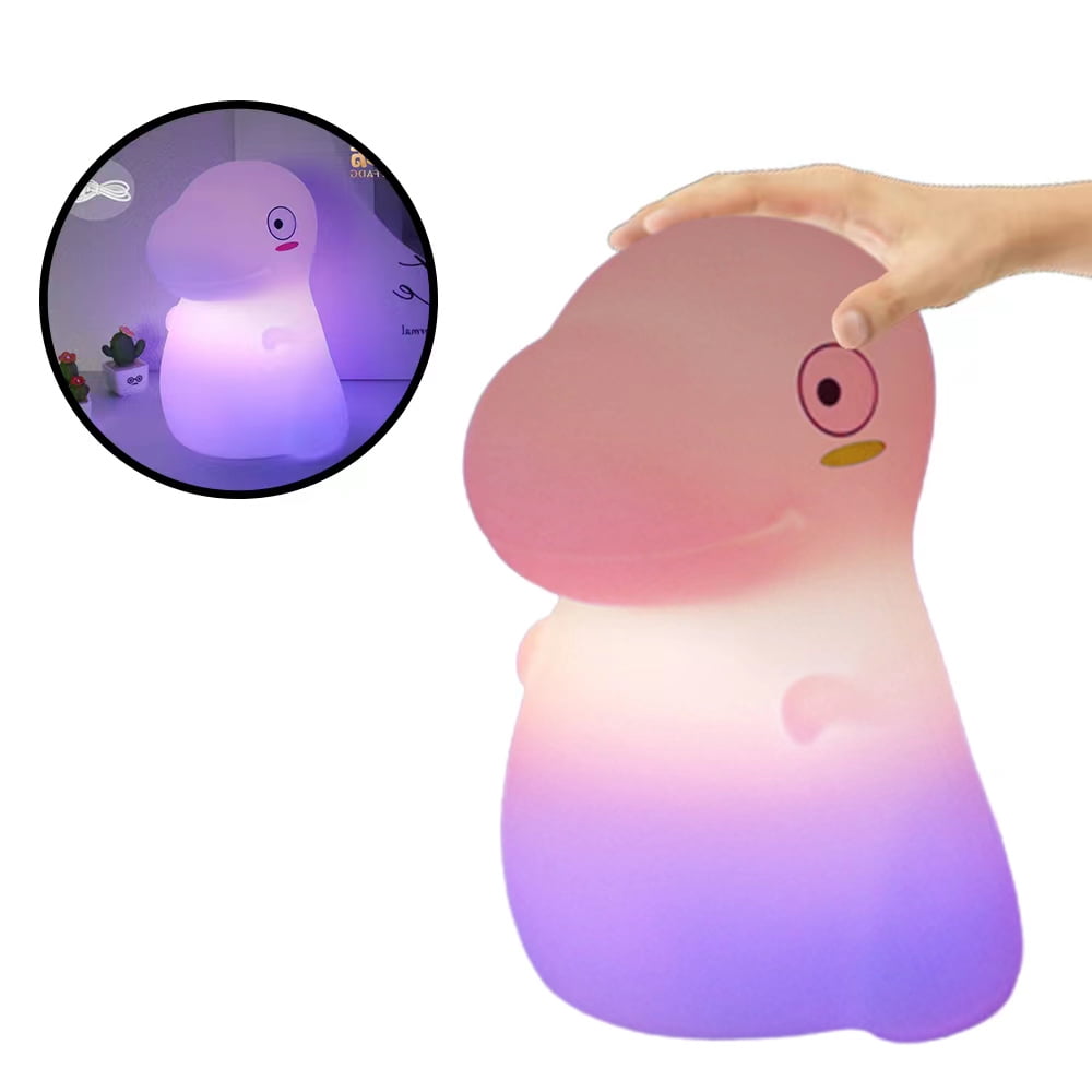 Dinosaur Night Light for Kids, Cute Color Changing Silicone Baby Night Light with Touch Sensor, Portable Rechargeable LED Bedside Nursery Lamp for Toddler's Room, Dinosaur Gifts for Boys Girls