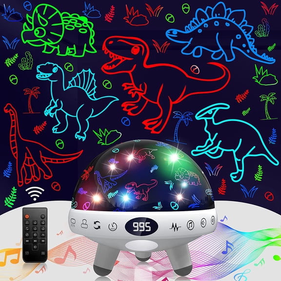Dinosaur Night Light Projector with Timer Remote 29 Sounds White Dinosaur Bestseling