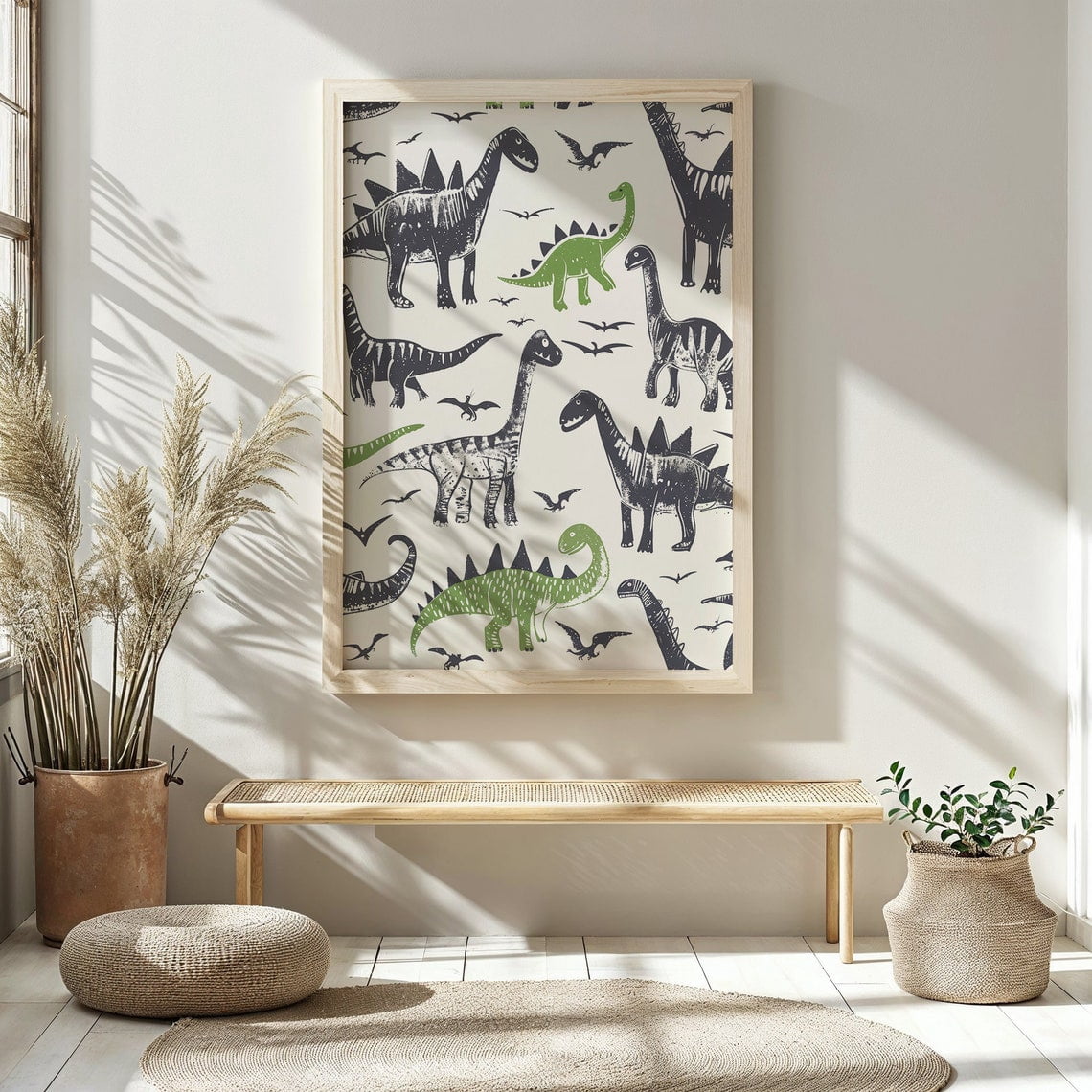 Dinosaur Nursery Wall Art Kids Room Posters Decor Gift, Prehistoric ...