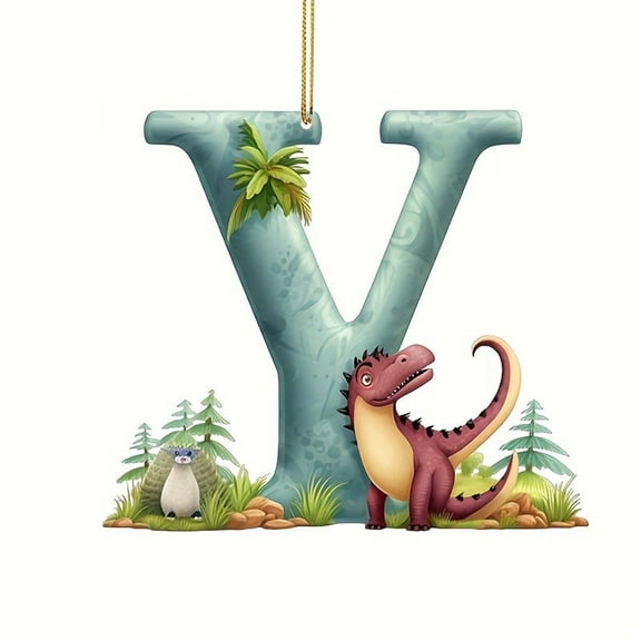 Dinosaur Ornaments for Christmas Tree, Personalized Dinosaur Christmas Ornaments, Cute Dinosaur Christmas Tree Ornaments, 26 Letters Christmas Tree Decoration Pendant