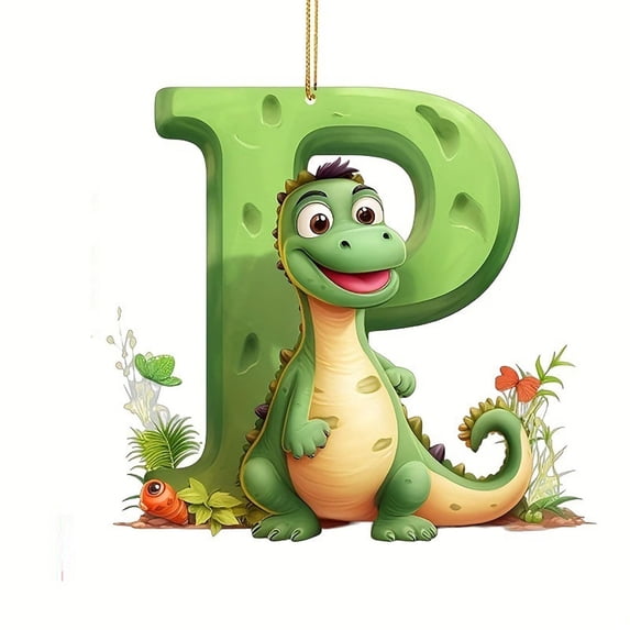 Dinosaur Ornaments for Christmas Tree, Personalized Dinosaur Christmas Ornaments, Cute Dinosaur Christmas Tree Ornaments, 26 Letters Christmas Tree Decoration Pendant