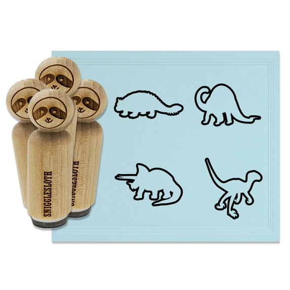 Dinosaur Outlines Velociraptor Triceratops Brontosaurus Ankylosaurus Rubber Stamp Set for Scrapbooking Crafting Stamping - Small 3/4 Inch