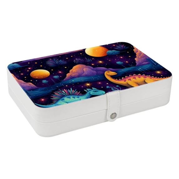 Dinosaur PU Leather Jewelry Organizer with Removable Compartment, Portable Decorative Box, Storage Box, and Earring Organizer