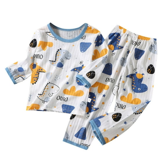 Dinosaur Pajamas for Boys 4t Cotton Cartoons Printed Long Sleeve Top & Pants Matching Holiday Pjs Set Snug-Fit Outfits Sleepwear for Kids & Teens,5-6 Years,Z1-Grey