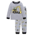 thumbnail image 1 of Dinosaur Pajamas for Kids 3-5 Cotton Long Sleeve Top & Pants Holiday Clothes Snug-Fit Outfits Loungewear Set Clearance Clothes,5-6 Years,Grey, 1 of 2