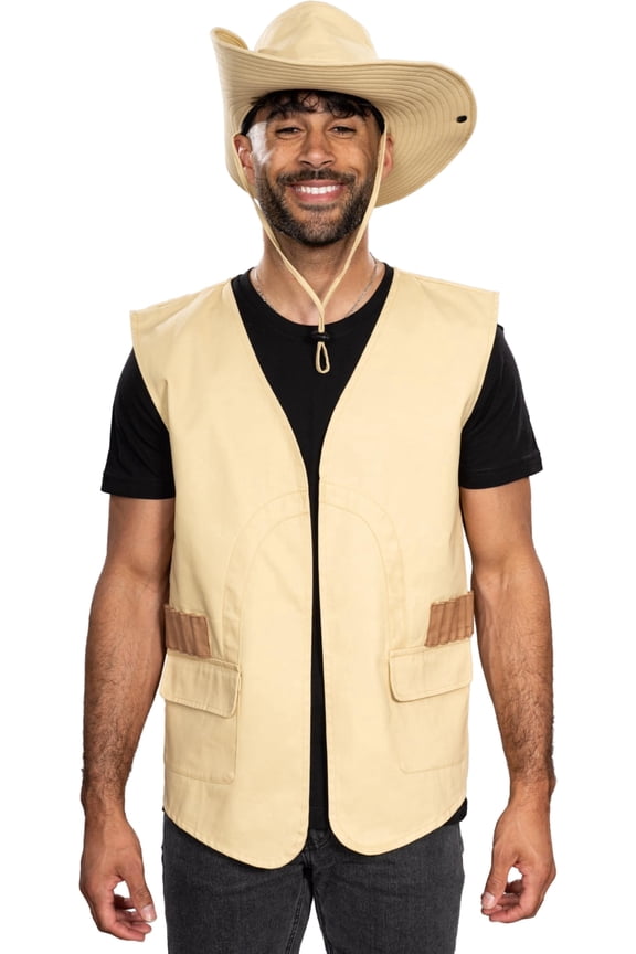Dinosaur Park Ranger Jurassic Halloween Fancy-Dress Costume with Vest and Hat