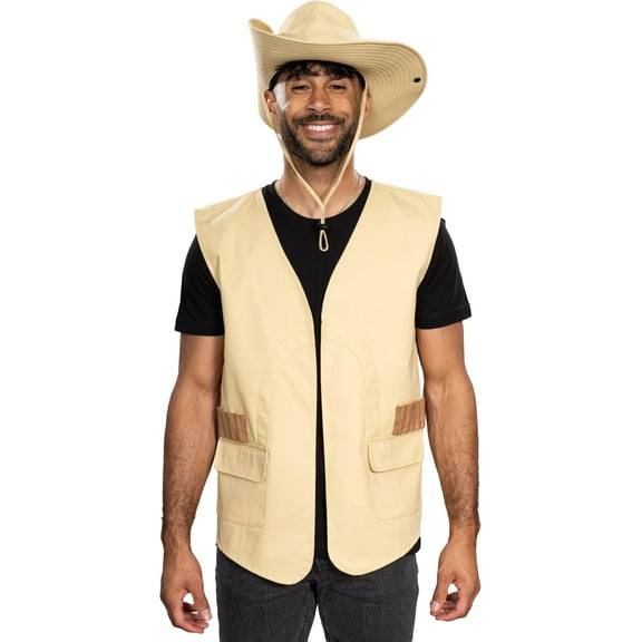 Dinosaur Park Ranger Jurassic Vest and Hat Halloween Costume Cosplay Set