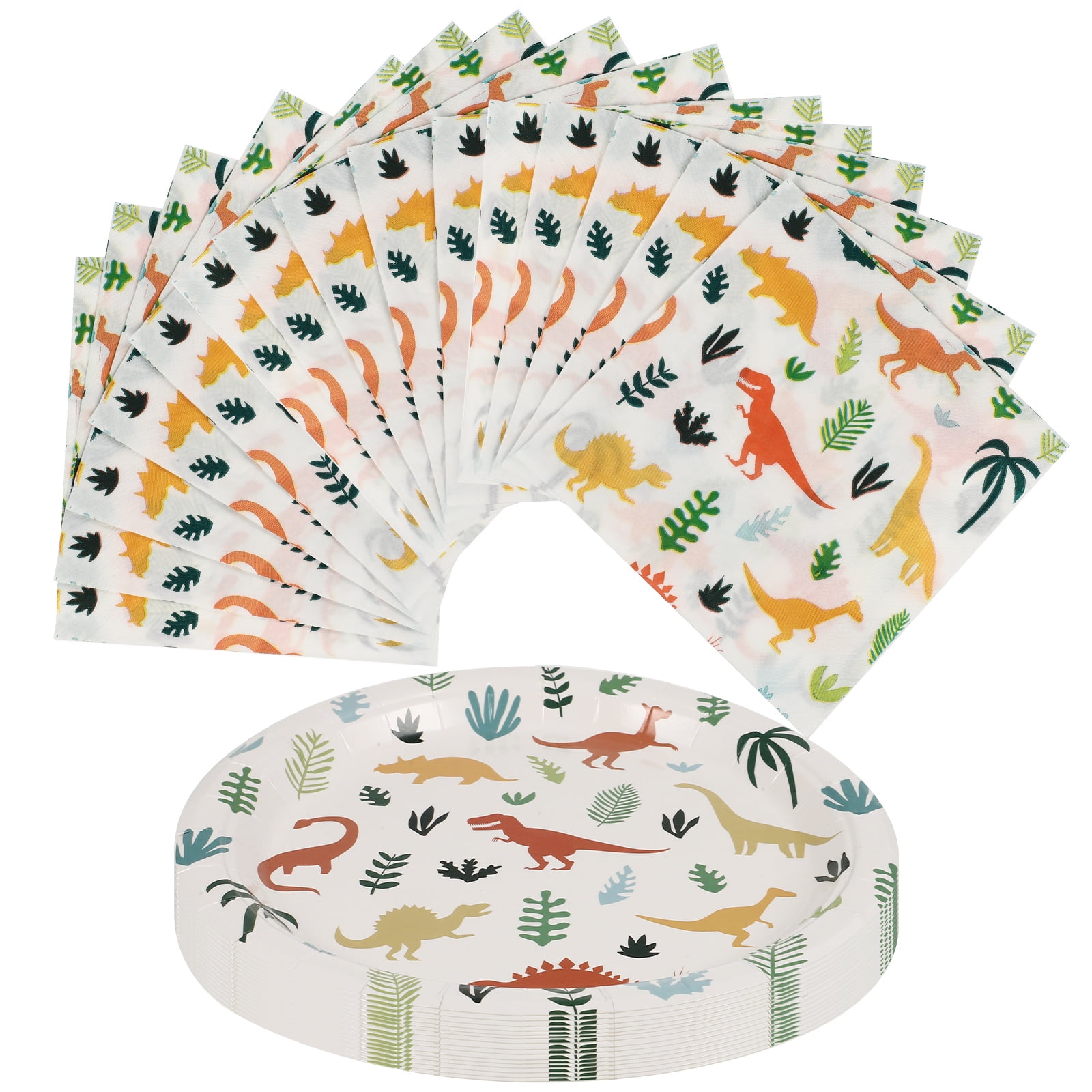 Dinosaur Party Decorations Disposable Flatware Cutlery Paper Plates Cartoon Wedding Elegant Dishes Plastic 100pieces Dinner Tableware for Child