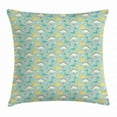thumbnail image 1 of Dinosaur Party Throw Pillow Cushion Cover, Cartoon Prehistoric Animal Characters Floral Backdrop with Childish Design, Decorative Square Accent Pillow Case, 18 X 18 Inches, Multicolor, by Ambesonne, 1 of 2
