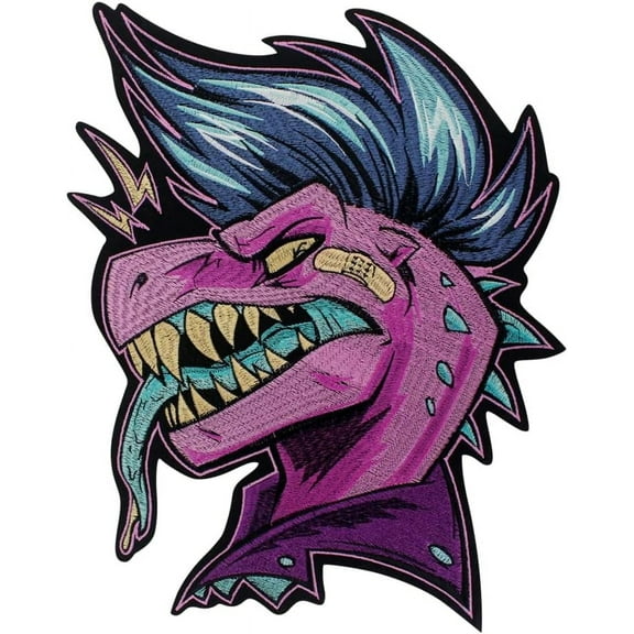 Dinosaur Patches Punk-Inspired T-Rex Embroidered Patch Iron on Patch for Jacket Backpack Clothing Decor Badges 1 Piece