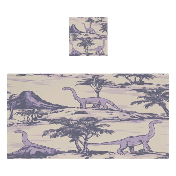 Dinosaur Pattern 2 Piece Cotton Bath and Face Towel Set Soft and Absorbent, for Beach Pool Bathroom