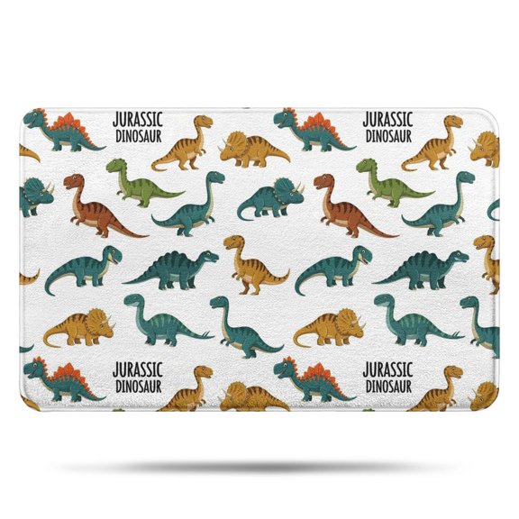 Dinosaur Pattern Bathroom Rugs Mat,Non Slip Microfiber Bathroom Rug,Rubber Backing,Soft Bathroom Mats for Bathroom Floor,Tub and Shower,17x27in(43x68cm)
