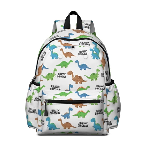 Dinosaur Pattern Cute School Backpack with Padded Back and Adjustable Shoulder Straps 13.4"x11"x4.7"