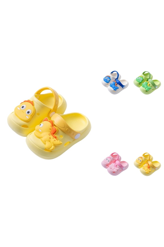 Dinosaur Pattern Girls Sandals for Toddlers and Kids, Soft EVA Lightweight Non- Clogs with Heel Strap, Casual Indoor Outdoor Play Summer Footwear