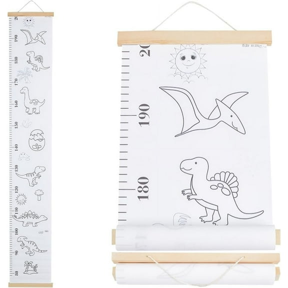 Dinosaur Pattern Removable Height Chart for Kids Wood & SGC Hanging Measuring Chart Rulers Rectangle White 1290x200~213x0.3~11mm