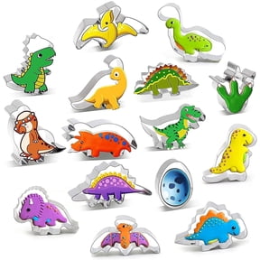 Dinosaur Pattern Theme Cookie Cutters & Stamps by Spokki (15 Count)