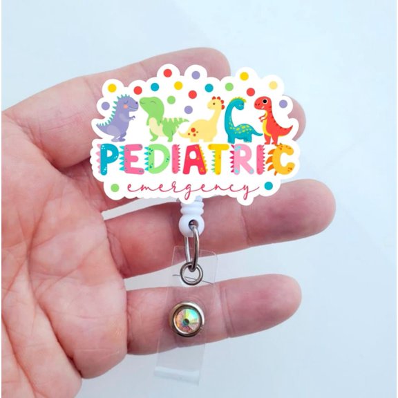 Dinosaur Pediatric Emergency Badge Reel | Dino Badge Reel | Pediatric Carabiner | Pediatric Nurse Gift | Badge ID Holder | Emergency Badge