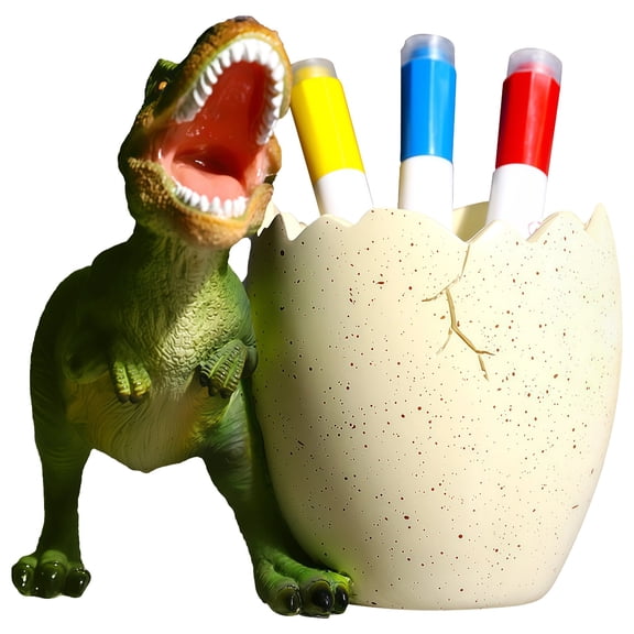 Dinosaur Pen Holder, Unique T-Rex Decor, Multi-functional Toothbrush Toothpaste Holder for Youngsters Bathroom, Long-lasting Resin Desk Organizer, Office Home Accessory, Fun Gift for Youngsters