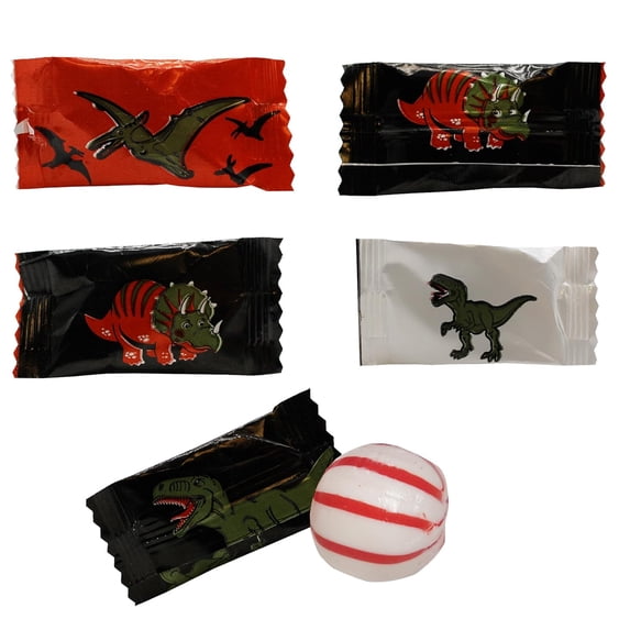 Dinosaur Peppermints 100 Count – Fun Candy for Kids’ Birthday Parties, Classroom Celebrations, and Dino-Themed Events – Individually Wrapped Mints with Cute Dinosaur Designs