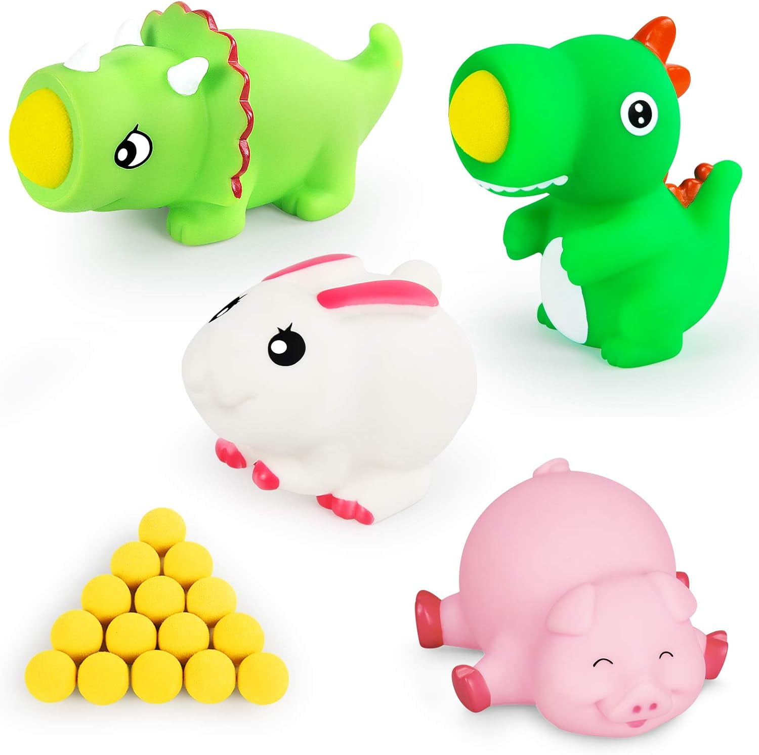 Dinosaur Pig Shoot Ball Toys - Foam Ball Popper Guns for Kids | 4pk ...