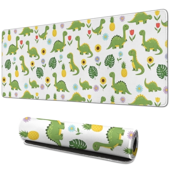 Dinosaur and Pineapple White Pattern Extended Large Mouse Pad, Keyboard ...