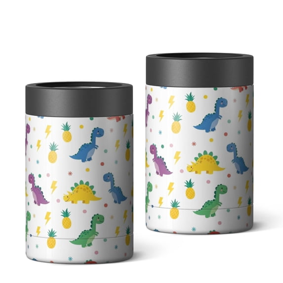Dinosaur and Pineapple White Pattern OneSize Can Cooler 1 Pack, Vacuum ...