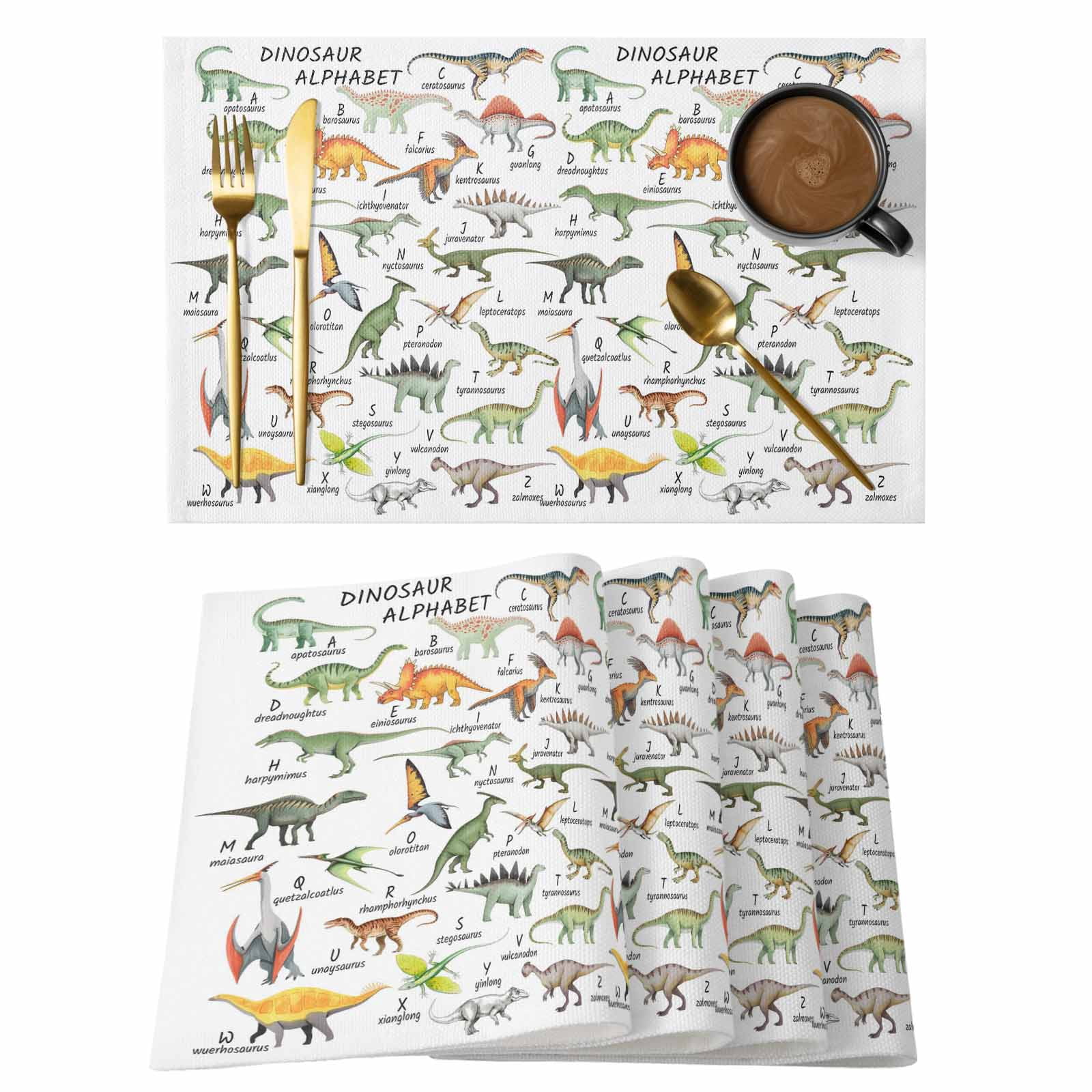 Dinosaur Placemats Set of 12, Funny Dino Cute Cartoon Boys Girls ...