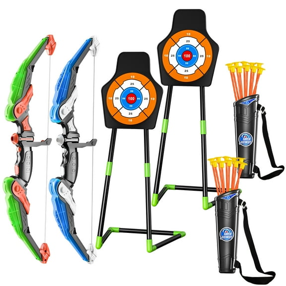 Dinosaur Planet 2 Pack Bows and Arrow Set for Kids Ages 3-11, Kids Archery Set Gifts for Boys Ages 4-8-12, Outdoor Toys for Kids Ages 4-8-12