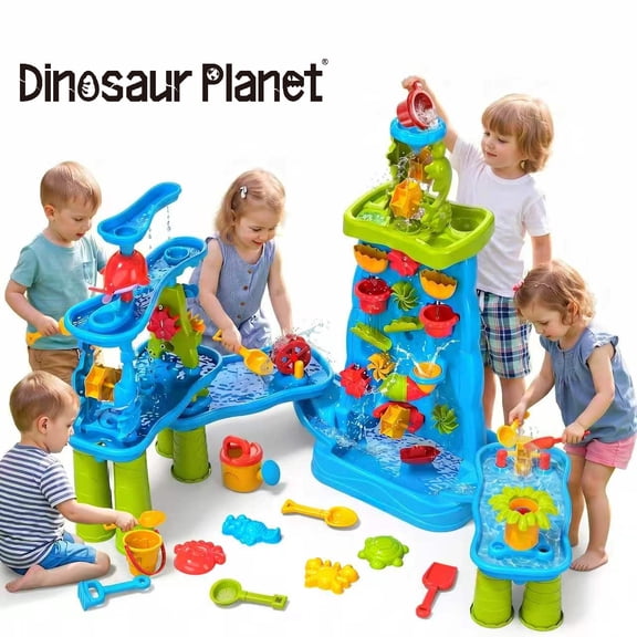 Dinosaur Planet Water Table for Toddlers, Upgrade Sand and Water Play Toys for Toddlers Kids, Activity Sensory Tables Outside Beach Toys for Toddler Boys Girls Age 1-3-5 Gift (Random Color)