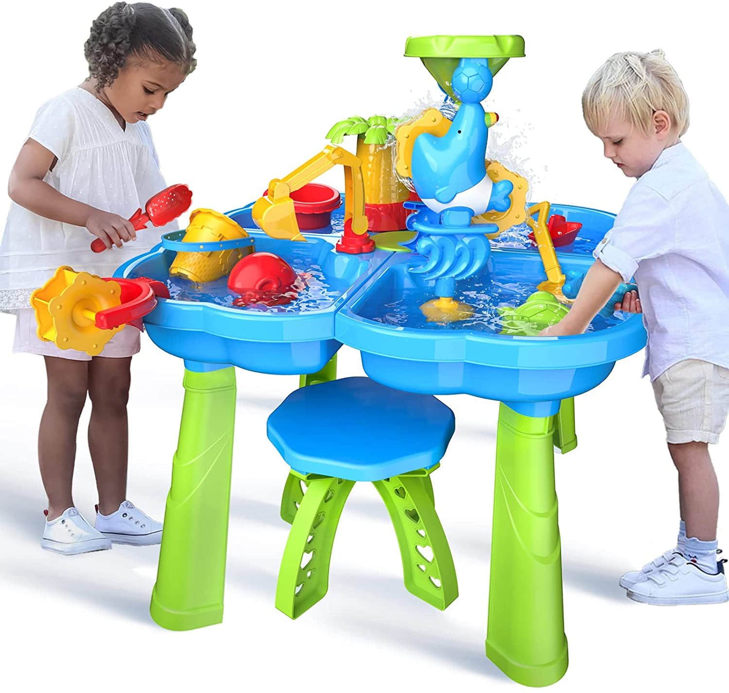 Dinosaur Planet Sand Water Table for Toddlers, 4 in 1 Sand Table