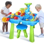 Dinosaur Planet Sand Water Table for Toddlers, 4 in 1 Sand Table and Water Play Table, Kids Table Activity Sensory Play Table Beach Sand Water Toy for Outdoor Backyard for Toddlers Age 2-4 Gift