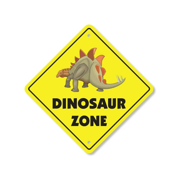Dinosaur Plastic Crossing Sign - 10 Inch X 10 Inch Xing Sign Gift Prehistoric Animal Fossil Jurassic T-Rex Kid Decor Science Fun Museum Roar