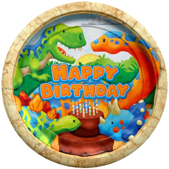 Dinosaur Plates 7in 16 Count - Dinosaur Party Supplies