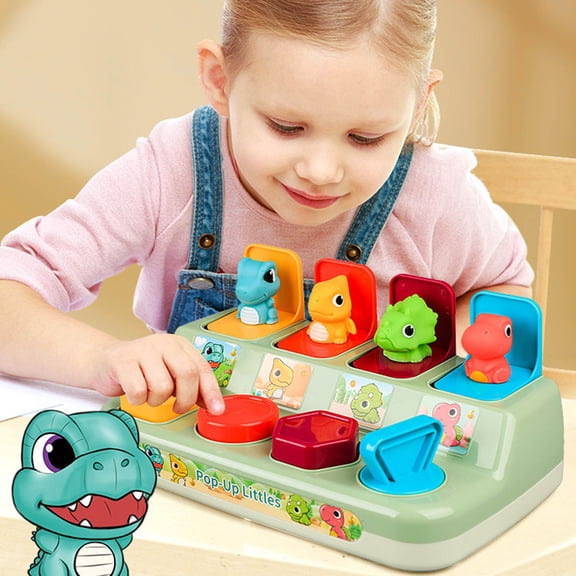 Dinosaur Pop‑Up Cause‑Effect Baby Toy, Interactive Early Learning Mechanism Box, Fine Motor Skill Training Toy,Recognition Developmental Play Toy for Toddlers Boys Girls